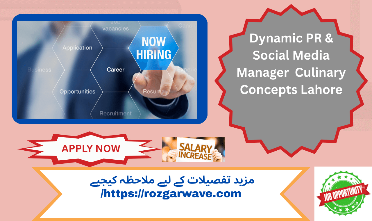 Showcase your creativity as a PR & Social Media Manager at Culinary Concepts Lahore – where elegance meets innovation.