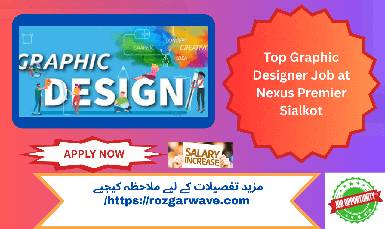 Graphic designer at Nexus Premier creating digital content and visuals for marketing campaigns in Sialkot office.