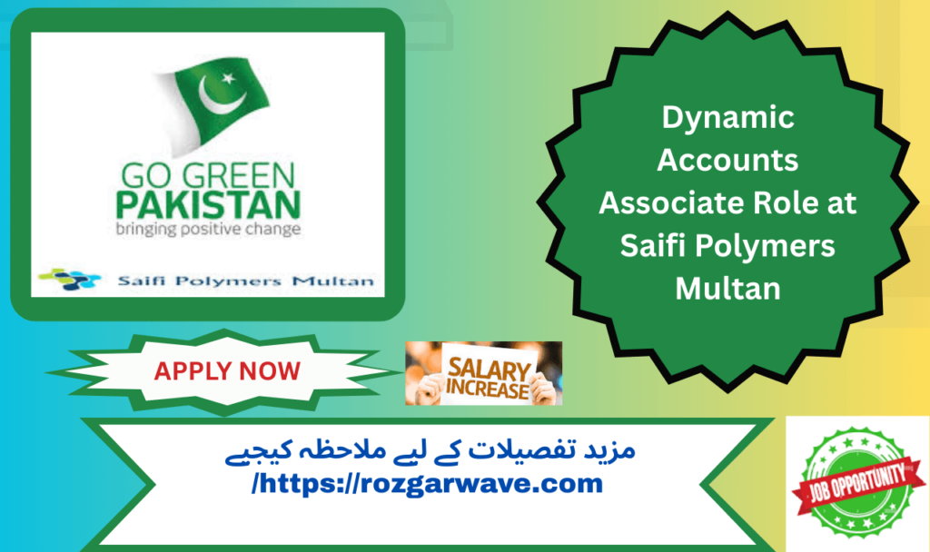 Accounts associate reviewing financial records and spreadsheets in a professional office setting at Saifi Polymers Multan.