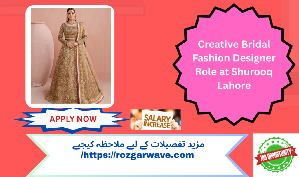 Bridal fashion designer assisting bride with gown fitting at Shurooq boutique in Lahore