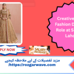 Bridal fashion designer assisting bride with gown fitting at Shurooq boutique in Lahore
