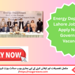 Government job advertisement for Energy Department Lahore Jobs 2025 featuring vacancies like computer operator for Matric, Intermediate, and Bachelor degree holders in Punjab